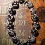 Fabric Button Necklace - Black/white Flowersfrom..