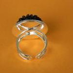 Silver Resin Flower Adjustable Ring