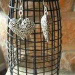Silver Puffy Heart Flowered Earrings
