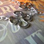 - Flower/cross Silver Necklace With Button..