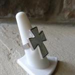 - Bezel Setting Cross Polymer Clay Adjustable Ring
