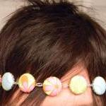 - Fabric Button Multi Color Flowered Head..