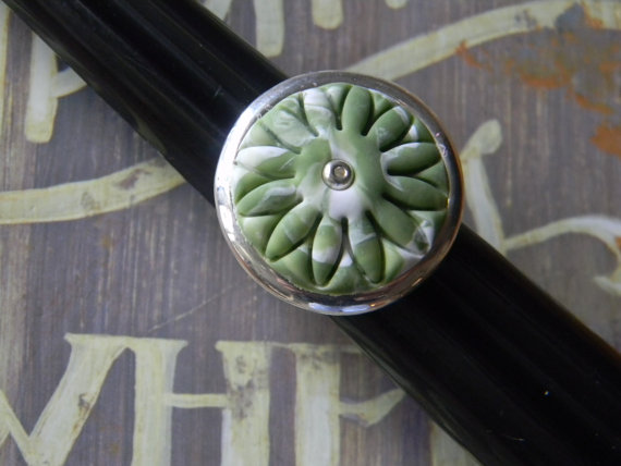Polymer Clay Silver Adjustable Flower Ring